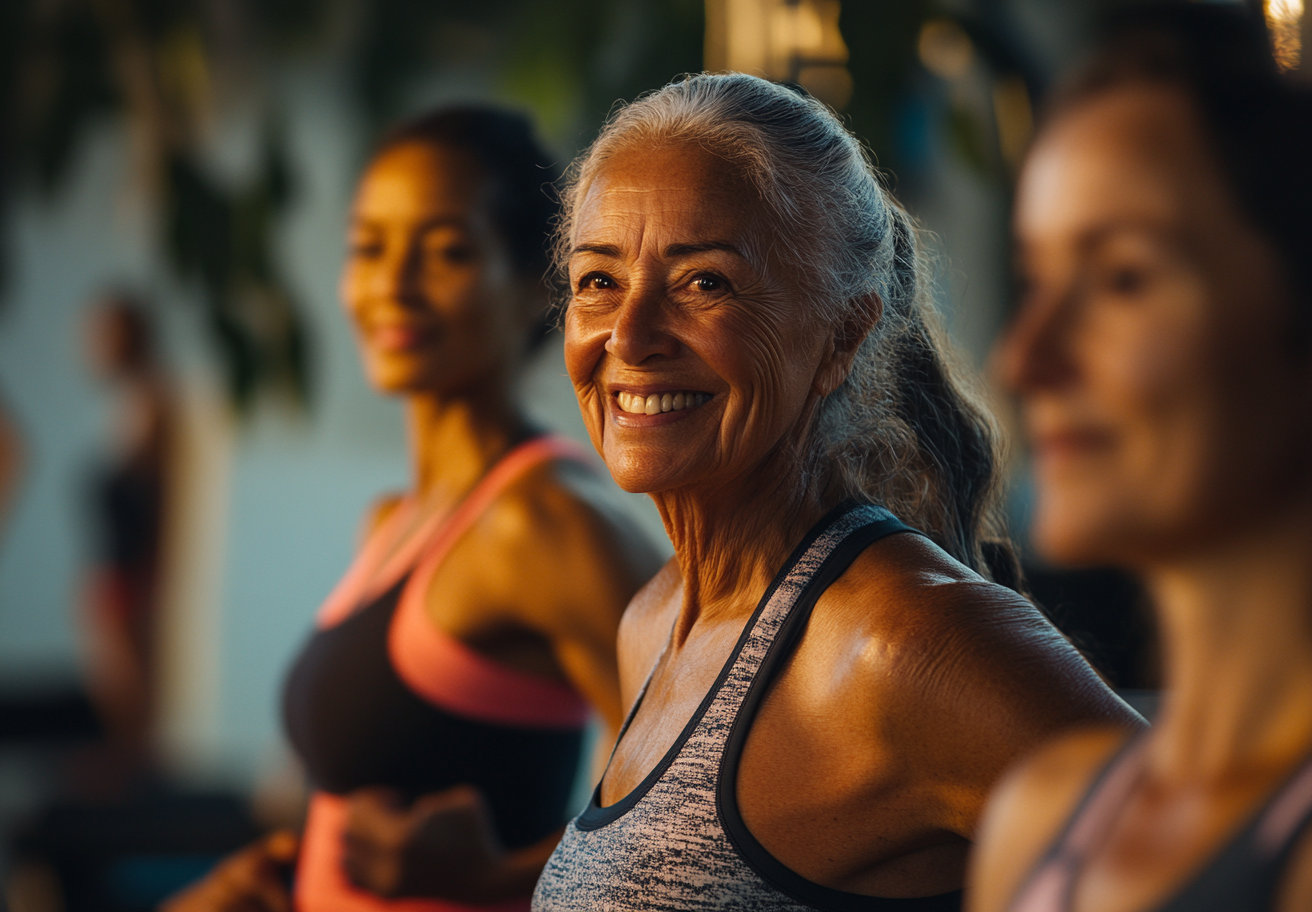 Активні люди старшого віку на тренуванні